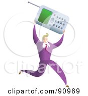 Royalty Free RF Clipart Illustration Of A Successful Businessman Carrying A Cell Phone