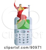 Royalty Free RF Clipart Illustration Of A Successful Businesswoman Sitting On A Cell Phone