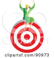 Poster, Art Print Of Successful Businesswoman Sitting On A Target