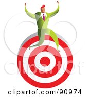 Poster, Art Print Of Successful Businessman Sitting On A Target