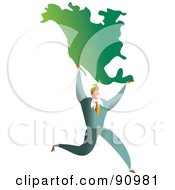 Royalty Free RF Clipart Illustration Of A Successful Businessman Carrying A Map Of North America by Prawny
