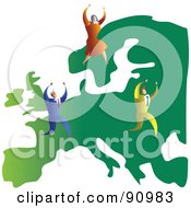 Poster, Art Print Of Successful Business Team On A Map Of Europe