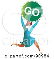 Successful Businesswoman Carrying A Go Sign
