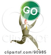 Successful Businessman Carrying A Go Sign