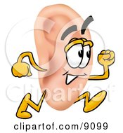 Poster, Art Print Of Ear Mascot Cartoon Character Running