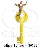 Royalty Free RF Clipart Illustration Of A Successful Businessman Sitting On A Key