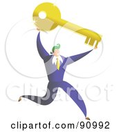 Royalty Free RF Clipart Illustration Of A Successful Businessman Carrying A Key by Prawny