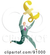 Royalty Free RF Clipart Illustration Of A Successful Businessman Carrying A Pound Symbol