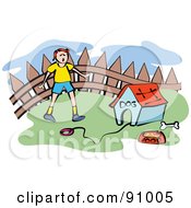 Royalty Free RF Clipart Illustration Of A Boy Discovering That His Dog Is Gone