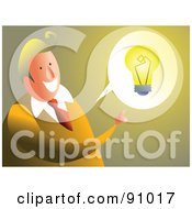 Royalty Free RF Clipart Illustration Of A Businessman With A Light Bulb Balloon