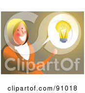 Royalty Free RF Clipart Illustration Of A Businesswoman With A Light Bulb Balloon