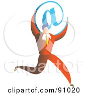 Royalty Free RF Clipart Illustration Of A Successful Businessman Carrying An At Email Symbol