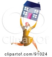 Successful Businesswoman Carrying A House