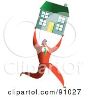 Poster, Art Print Of Successful Businessman Carrying A House