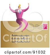 Royalty Free RF Clipart Illustration Of A Successful Businessman Sitting On A Letter
