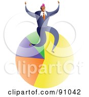 Poster, Art Print Of Successful Businessman Sitting On A Pie Chart