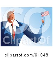 Royalty Free RF Clipart Illustration Of A Friendly Businessman Holding A USA Flag by Prawny
