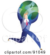 Royalty Free RF Clipart Illustration Of A Successful Businessman Carrying A Globe