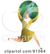 Poster, Art Print Of Successful Businesswoman Carrying A Globe