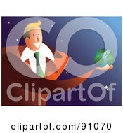 Royalty Free RF Clipart Illustration Of A Friendly Businessman Holding A Globe