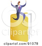 Poster, Art Print Of Successful Businessman Sitting On A Folder