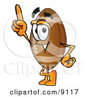 Football Mascot Cartoon Character Pointing Upwards