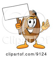 Clipart Picture Of A Football Mascot Cartoon Character Holding A Blank Sign