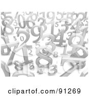 Royalty Free RF Clipart Illustration Of A 3d Background Of Upright Silver Numbers On White