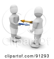 Royalty Free RF Clipart Illustration Of 3d Blanco Men Exchanging Services Or Cooperating by Jiri Moucka