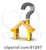 Royalty Free RF Clipart Illustration Of A 3d Orange Home With A Question Mark Over The Chimney by Jiri Moucka
