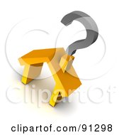 Royalty Free RF Clipart Illustration Of A 3d Orange House With A Question Mark Over The Chimney by Jiri Moucka