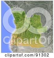 Poster, Art Print Of Shaded Relief Map Of Angola