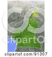 Royalty Free RF Clipart Illustration Of A Shaded Relief Map Of Cameroon by Michael Schmeling