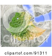 Poster, Art Print Of Shaded Relief Map Of Ethiopia