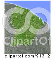 Poster, Art Print Of Shaded Relief Map Of French Guiana
