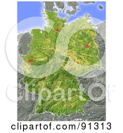 Poster, Art Print Of Shaded Relief Map Of Germany