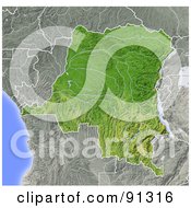 Royalty Free RF Clipart Illustration Of A Shaded Relief Map Of Congo Democratic Republic