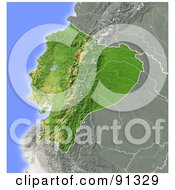 Poster, Art Print Of Shaded Relief Map Of Ecuador