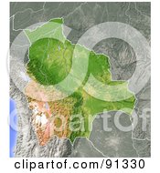 Poster, Art Print Of Shaded Relief Map Of Bolivia