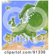 Poster, Art Print Of Shaded Relief Map Of Europe