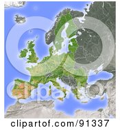 Poster, Art Print Of Shaded Relief Map Of The European Union
