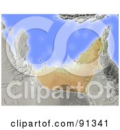 Poster, Art Print Of Shaded Relief Map Of Arab Emirates