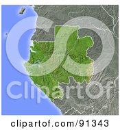 Poster, Art Print Of Shaded Relief Map Of Gabon