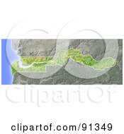 Royalty Free RF Clipart Illustration Of A Shaded Relief Map Of Gambia