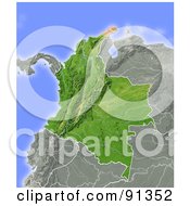Poster, Art Print Of Shaded Relief Map Of Colombia