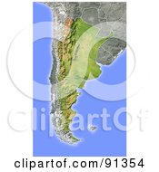 Poster, Art Print Of Shaded Relief Map Of Argentina