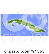 Poster, Art Print Of Shaded Relief Map Of Cuba
