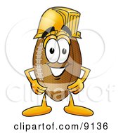 Football Mascot Cartoon Character Wearing A Helmet