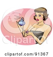 Royalty Free RF Clipart Illustration Of A Sexy Pinup Perfume Spritzer Woman Spraying