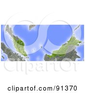 Poster, Art Print Of Shaded Relief Map Of Malaysia